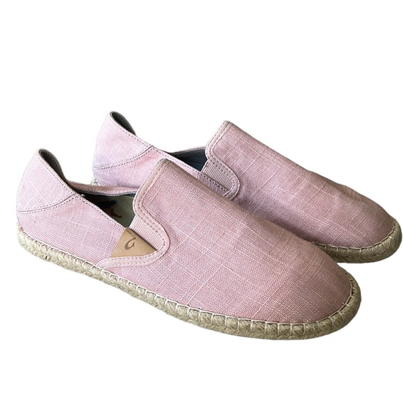 OluKai Kaula Pa’a Kapa Pink Rose Sea Salt Linen Espadrilles - 9 - Picture 3 of 16
